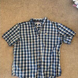 Men's Carhartt Blue Checkered Short Sleeve Shirt